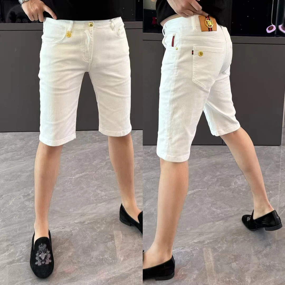 男士牛仔短裤2025夏季新款白色宽松百搭短裤男舒适简约个性五分裤