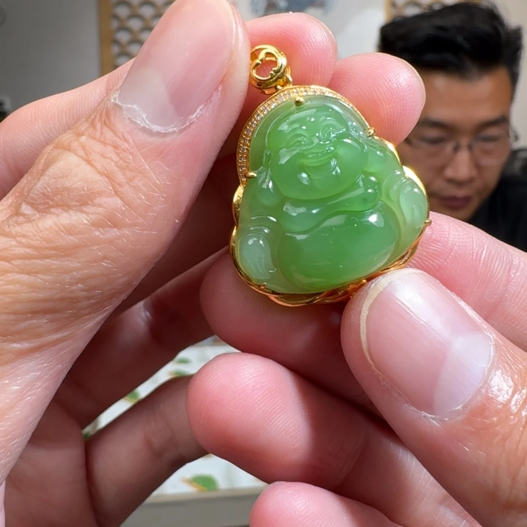 颈饰18K金镶嵌和田玉94陆姐21左右佛