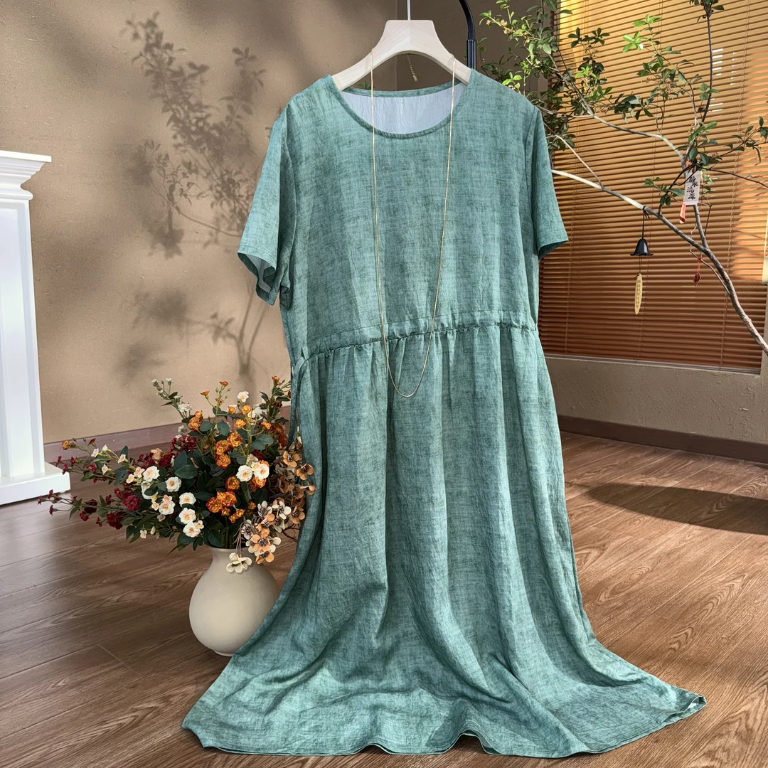 [青棠]Z369夏季长款显瘦时尚连衣裙气质休闲复古国风旗袍裙