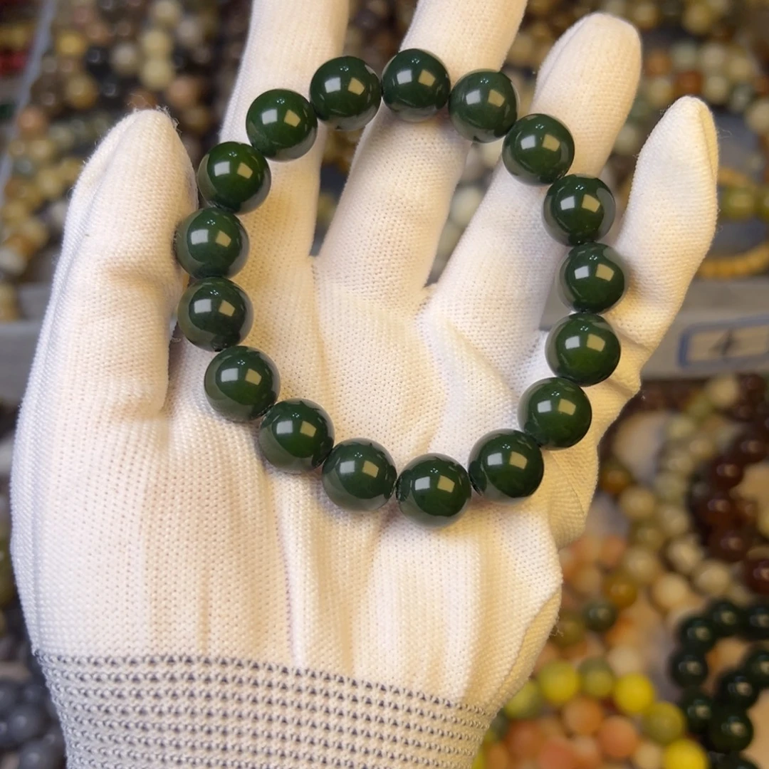 菩提根/象牙果手串墨绿卡12