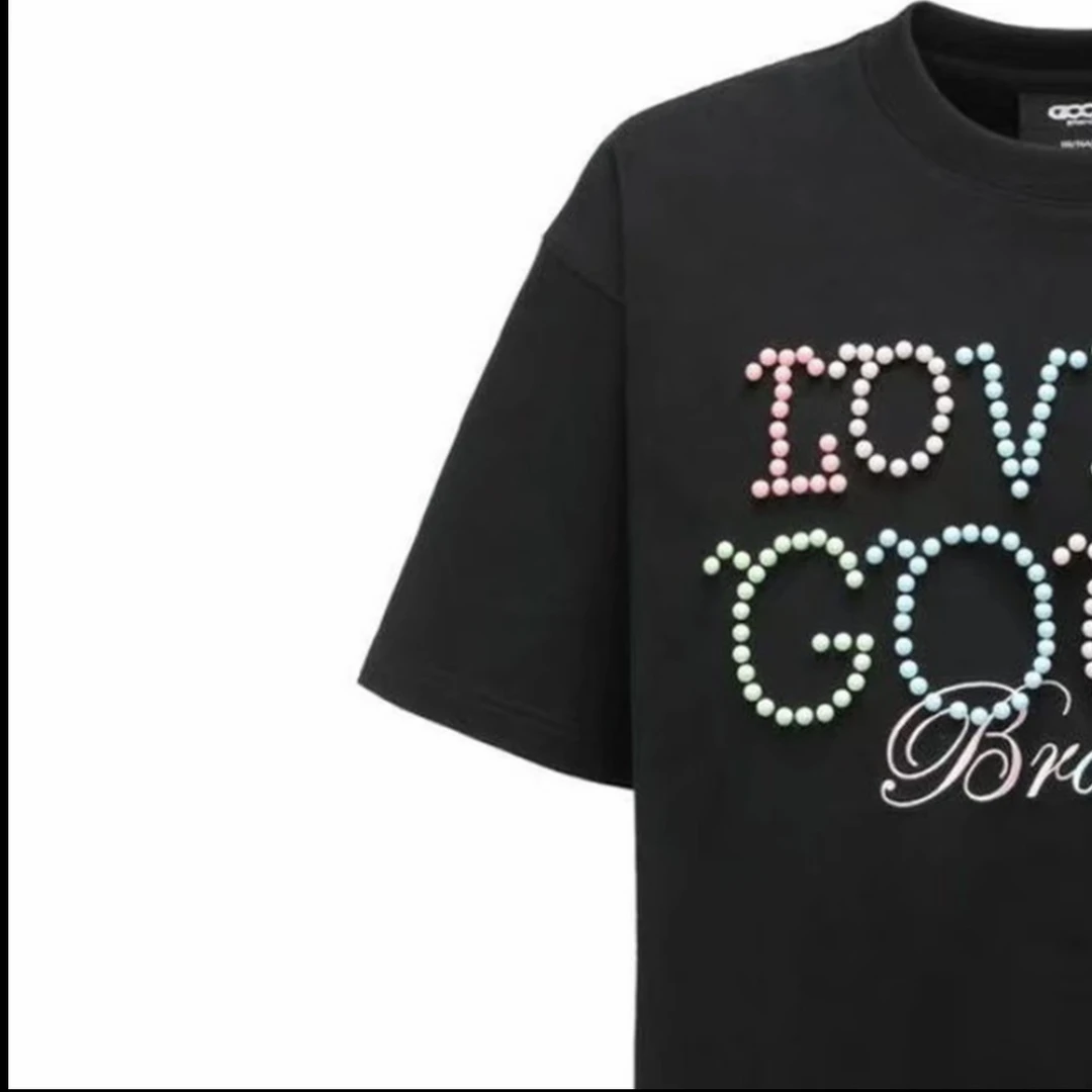 GD 2025SS LOVEISGOOD马卡龙限定配色珍珠标语时尚短袖T恤