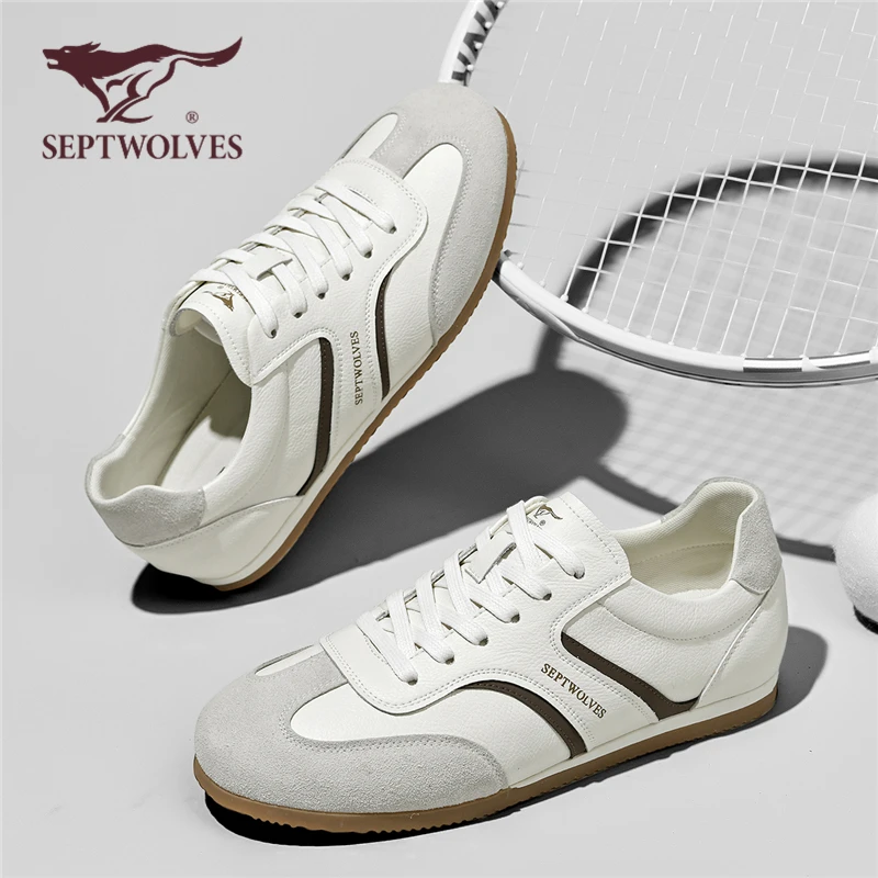 七匹狼阿甘男鞋秋季轻薄透气百搭德训鞋男士休闲鞋轻便时尚小白鞋