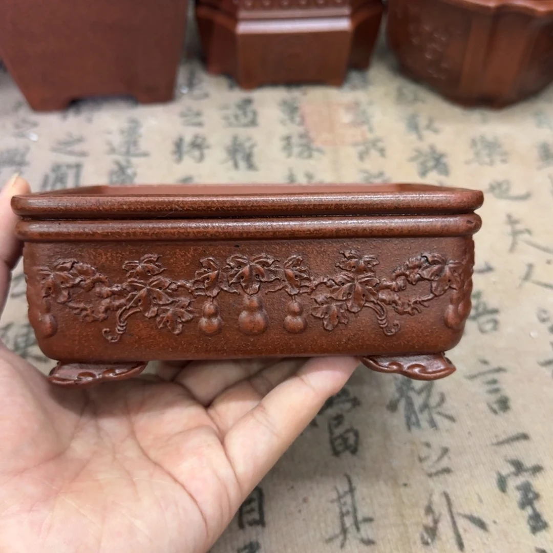 紫砂花盆14x10.5x5内经紫砂花盆