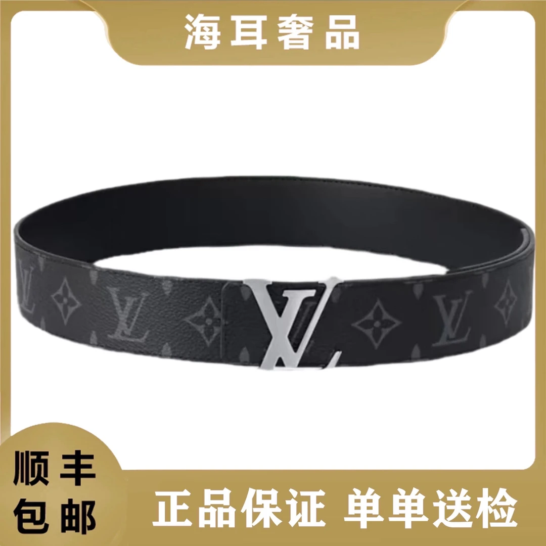 99新 LouisVuitton/路易威登 99新黑花双面枪色扣腰带17582946