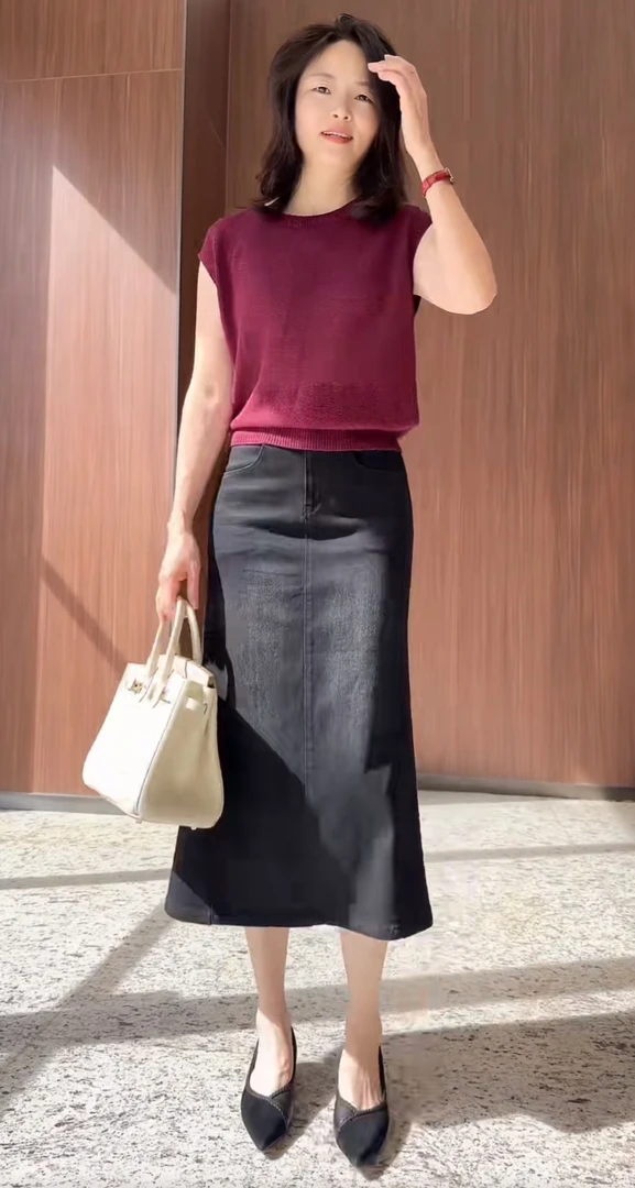 【元旦福利款】早秋四面弹超柔气质优雅鱼尾牛仔半裙6071