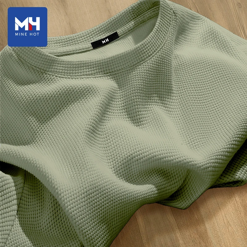 唐狮集团MH华夫格重磅220g短袖t恤夏季男士圆领运动半袖宽松上衣Z