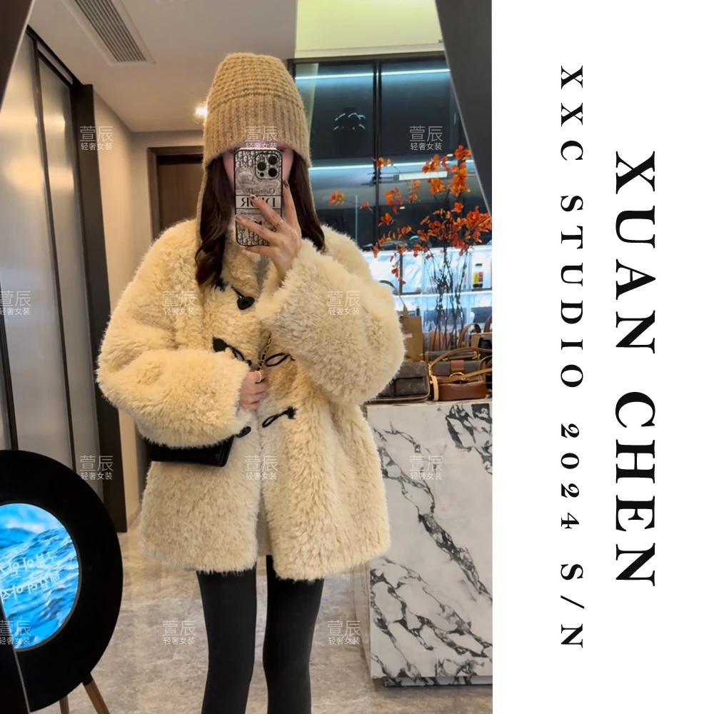 【慵懒阳光】韩版宽松洋气外穿毛毛外套秋冬加厚轻奢感厚外套#3889