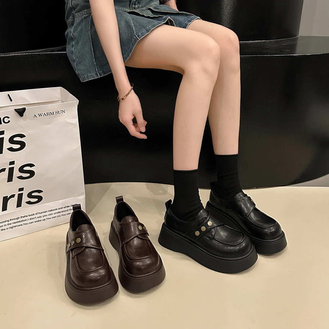 英伦风黑色厚底增高小皮鞋女气质单鞋2025新款春秋季玛丽珍乐福鞋