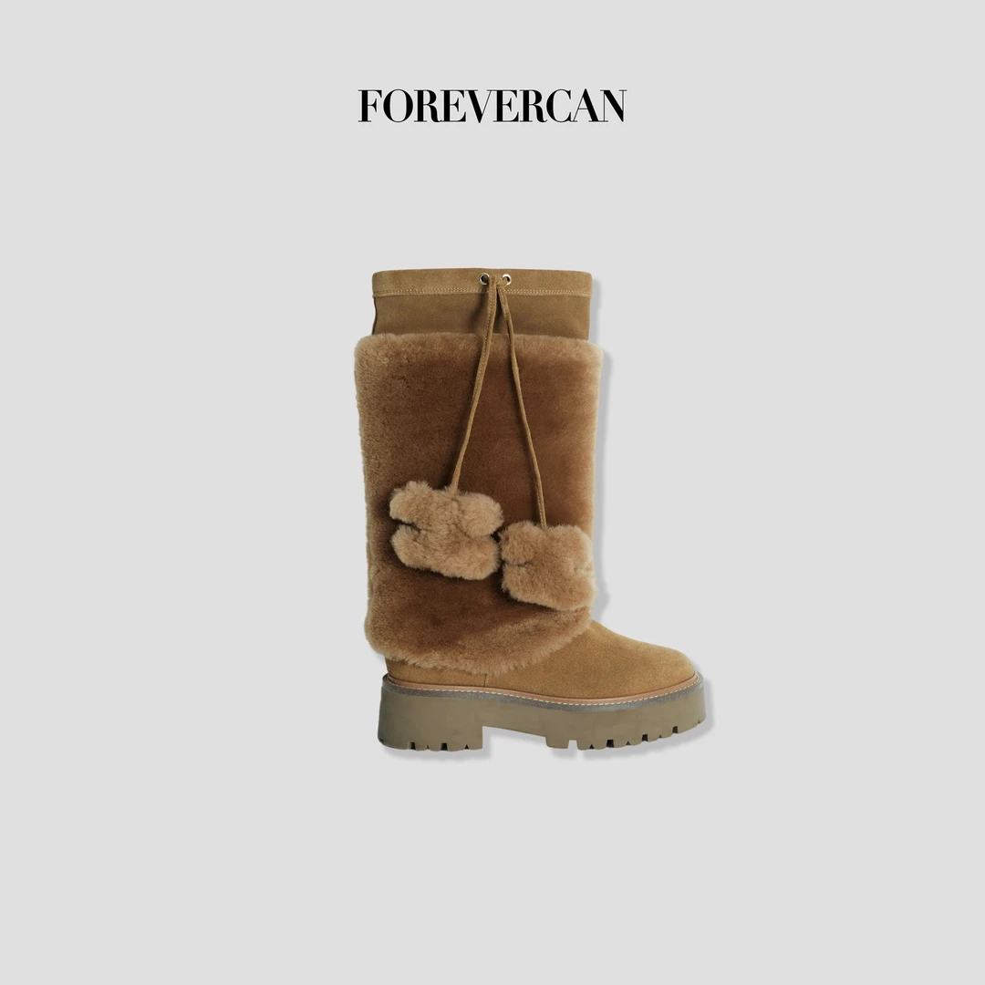 FOREVERCAN【新品彩蛋】牛皮羊毛长筒靴子 SS26085