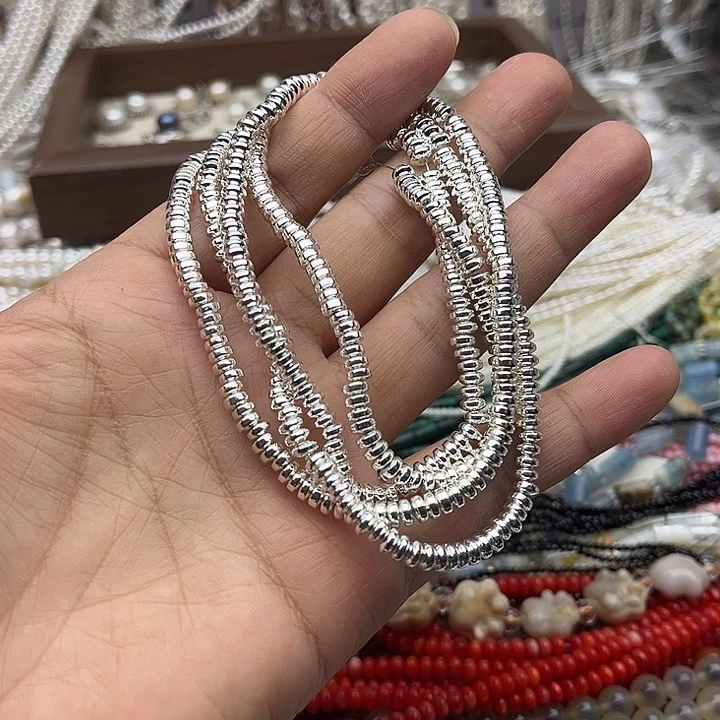 玛瑙/玉髓未镶嵌珠宝半成品2条4mm左右银胆石隔片