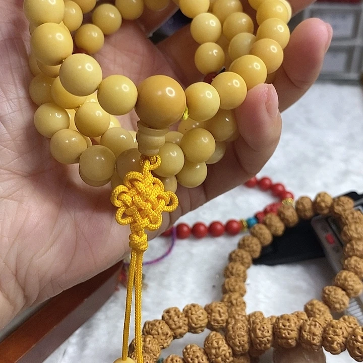 文玩核桃手串老白玉菩提108