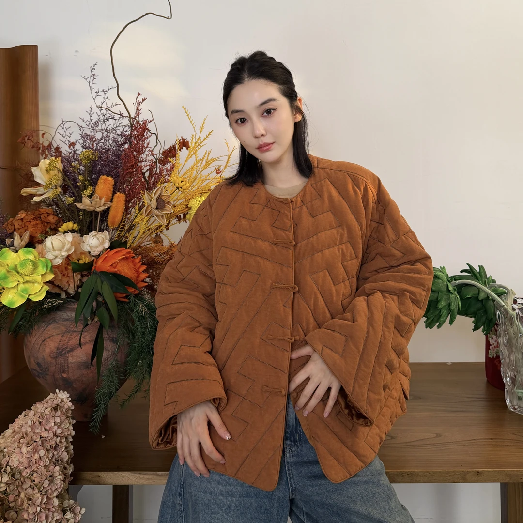 【陶棕方韵】新中裳-深圳原创高定新中式国潮国风斜纹羽绒外套