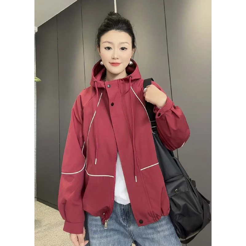 7268太谷休闲时尚百搭简约春季新款韩版潮流连帽宽松外套