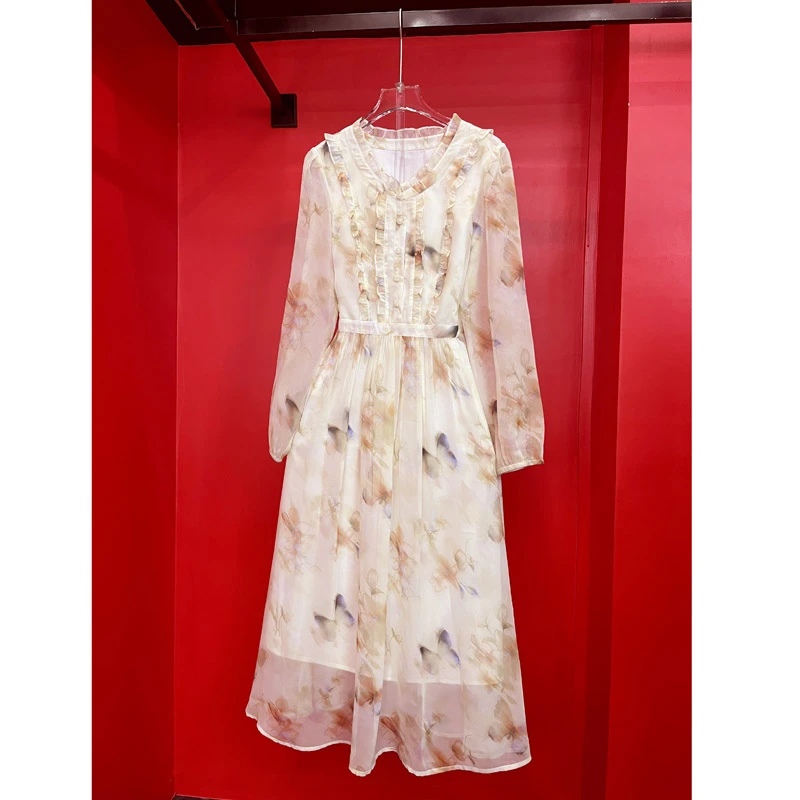 编号【86】优雅气质仙气飘逸长袖连衣裙温柔显瘦高级感春夏季长裙子