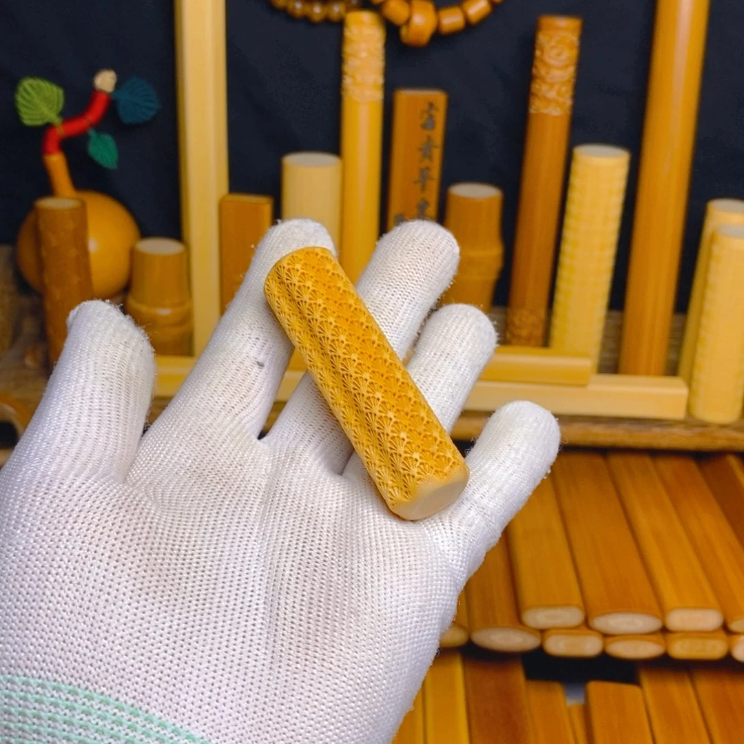 珂*实心玉竹文玩手把件