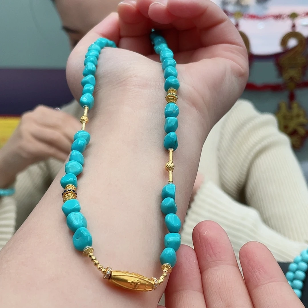 绿松石颈饰18K金镶嵌