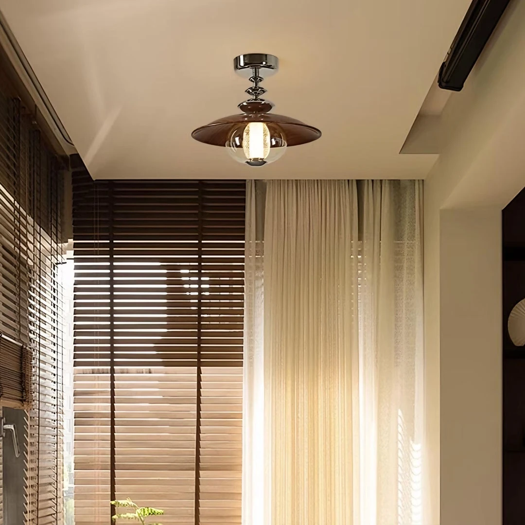 中古风过道灯走廊灯2025新款复古高级感玻璃吸顶灯楼梯入户玄关灯