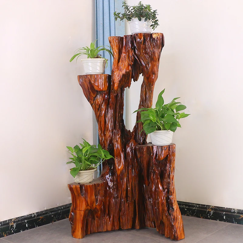 根雕花架实木天然树根根艺香樟木底座天然客厅树桩摆件MH11191