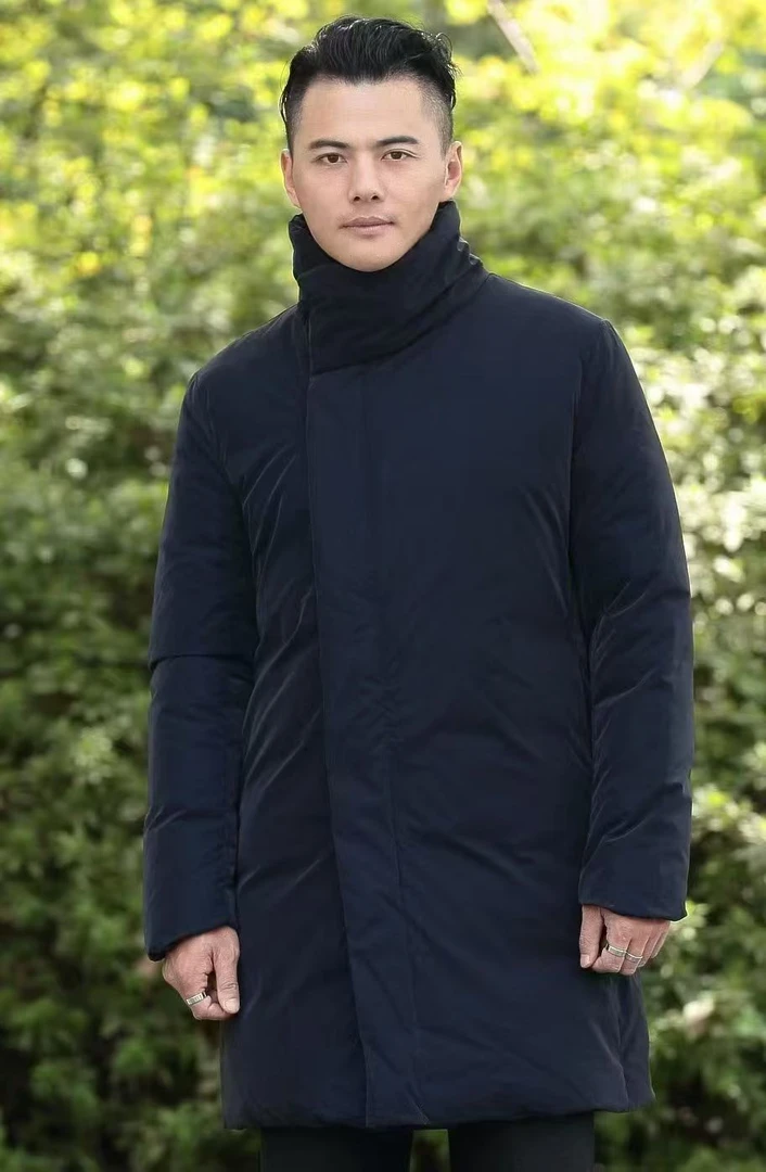 （清仓处理）男士冬季中长款羽绒服90羽绒中式盘扣加厚保暖外套