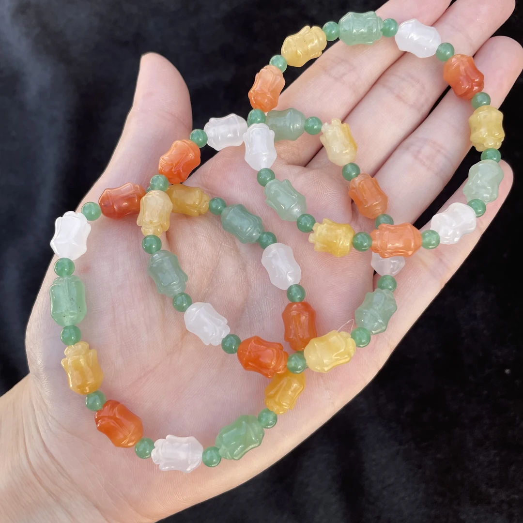 菲菲珠宝好~彩玉单圈玫瑰花手串约8*11mm-多样性发一