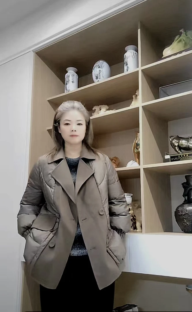 【258577】秋冬羊绒+90白鹅绒轻奢外套流行收腰气质翻领