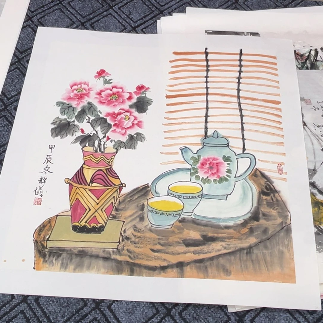 国画四尺斗方花鸟s