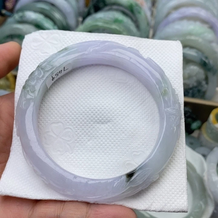 开***)翡翠未镶嵌手镯58.3圈春彩手镯