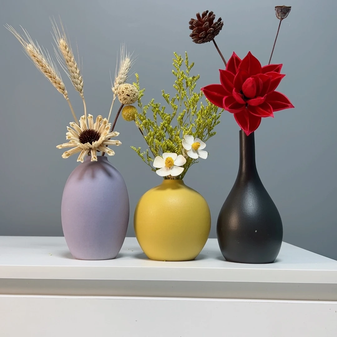 摆件景德镇手作陶瓷花瓶摆件无孔