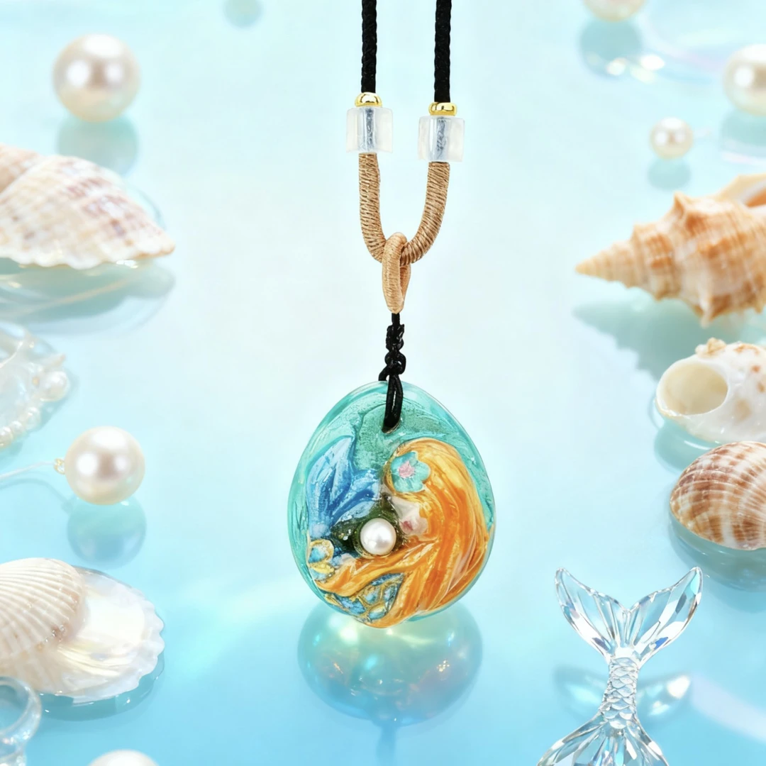 非金属布艺项链 花儿美人鱼符文手作项链身材婀娜多姿百搭时尚