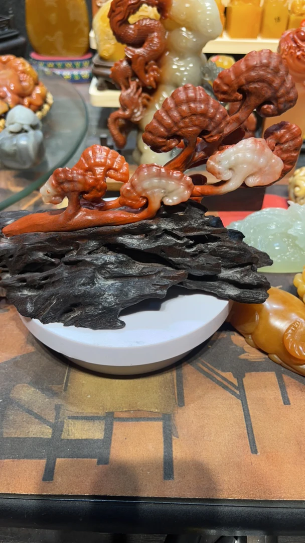 寿山石灵芝摆件吉祥如意