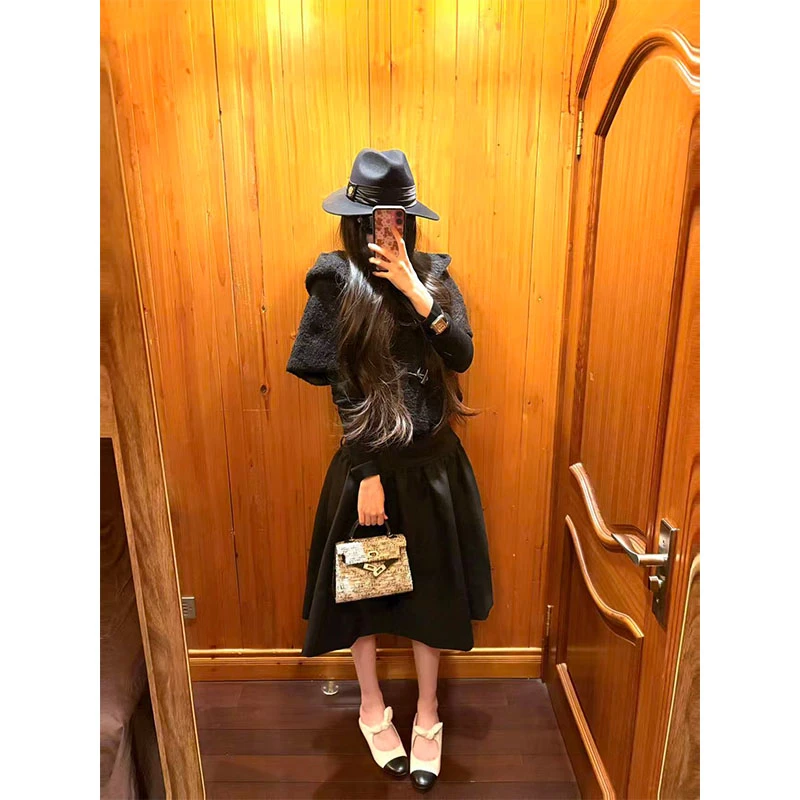 2025秋季时尚御姐风修身显瘦百搭外套上衣气质高腰a字半身裙套装