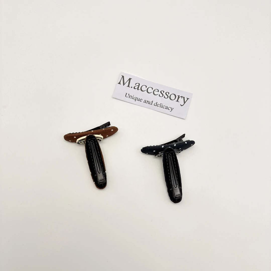 Mi33 韩版饰品 布艺波点鸭嘴夹边夹 J062142