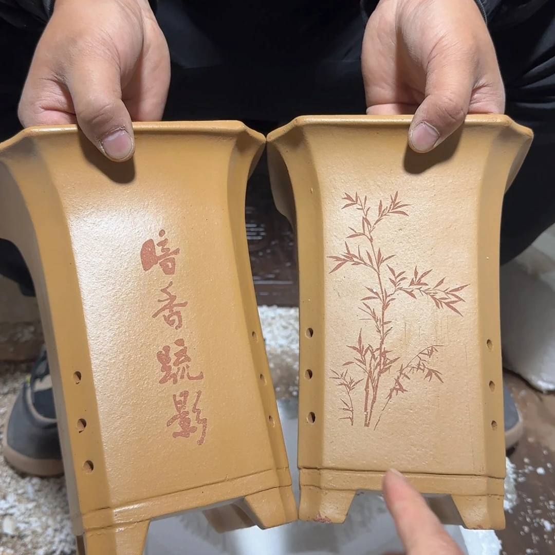 紫砂花盆口径16.5高度22