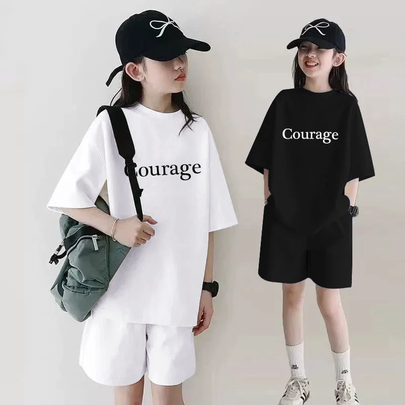 女童纯棉潮款套装夏装爆款洋气中大童新款可爱潮款痞帅童装潮流