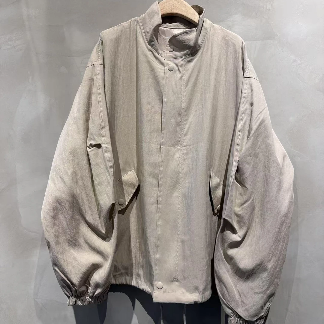 韩国新款按扣立领外套