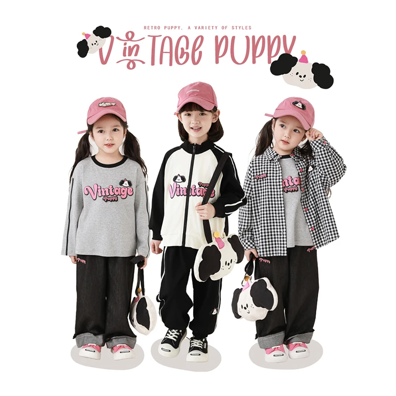 幼悠【小狗乐园】春贰波春秋女童洋气休闲直筒九分半牛仔裤 C2969