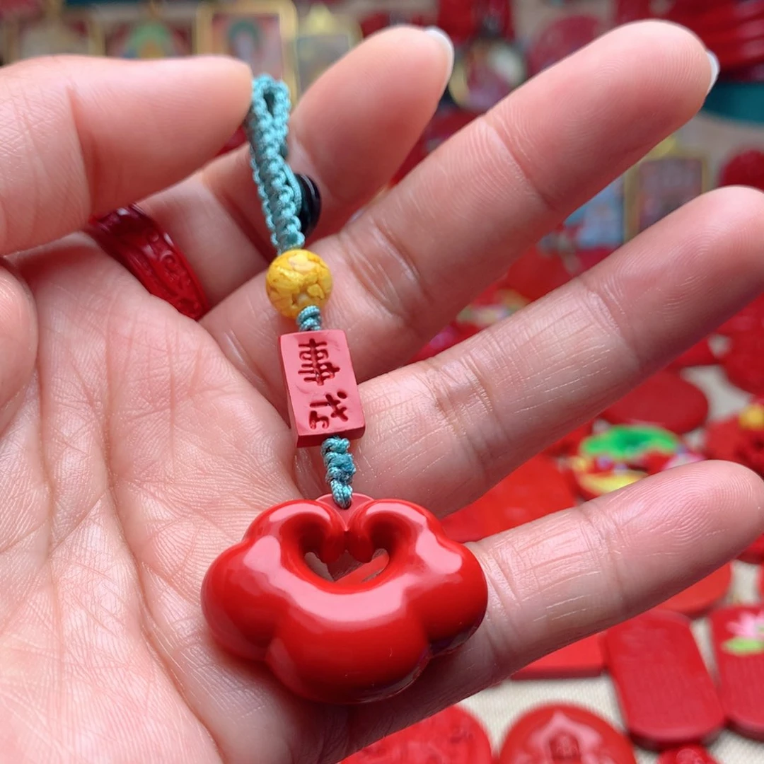 天然辰砂工艺品朱砂钥匙扣