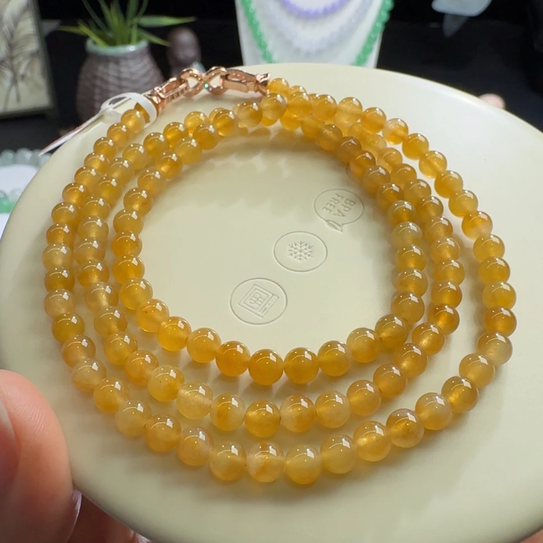 未镶嵌手链翡翠冰黄翡长串5mm