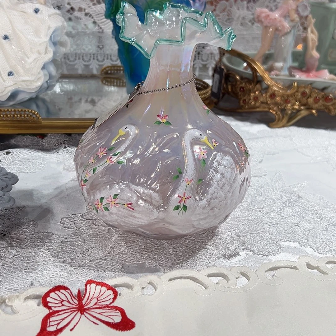 陶瓷0043福利粉色天鹅花瓶