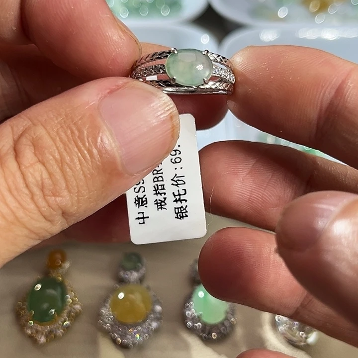 翡翠银S925镶嵌戒指