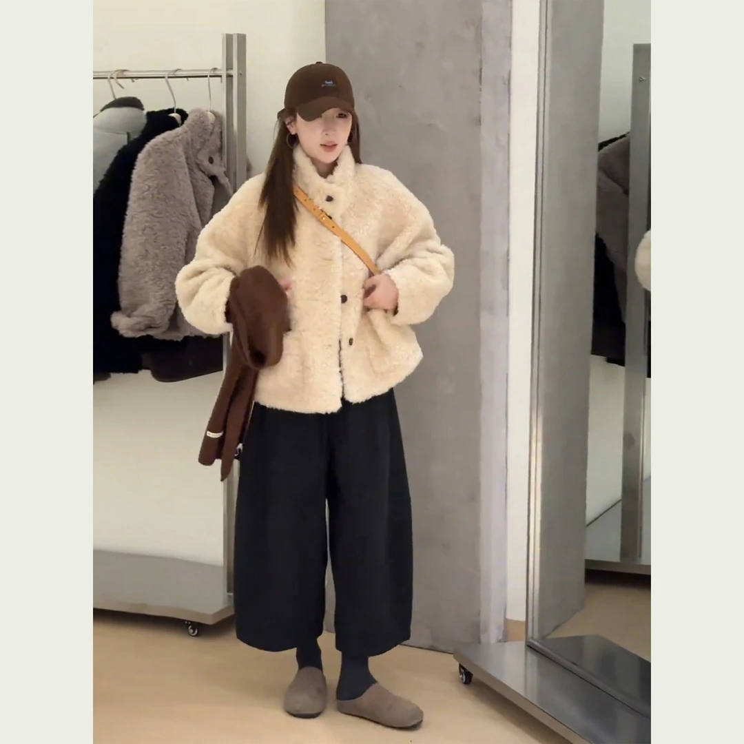 韩系一整套秋冬穿搭独特绝美高级感洋气时髦小香风外套阔腿裤套装