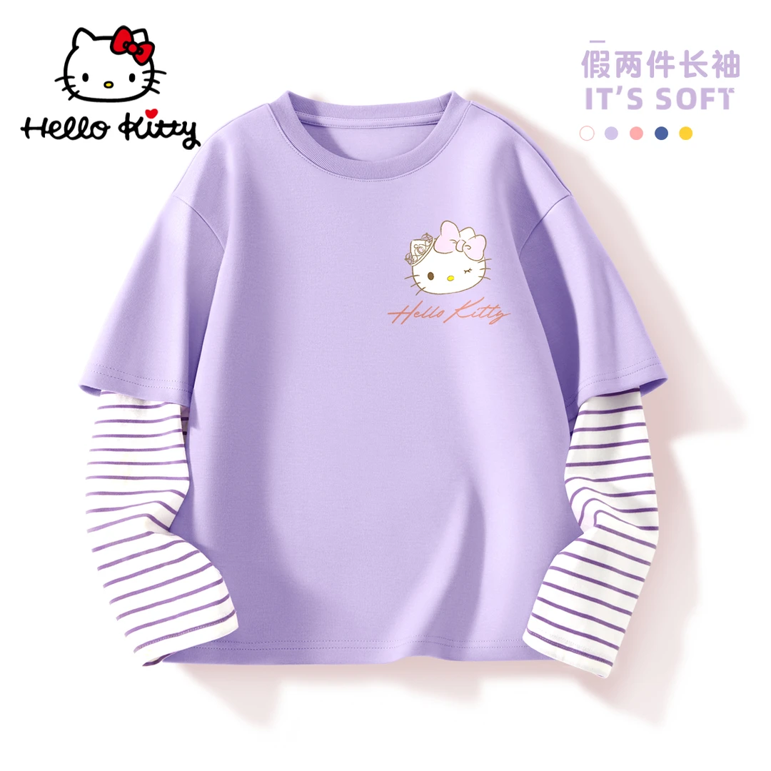Hello Kitty女童打底衫春秋2025新款女孩纯棉上衣中大童打底衫