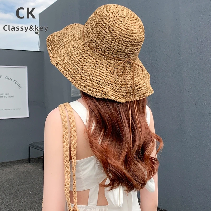 Classy key新加坡设计师联名款海边沙滩夏防晒遮阳帽女可折叠草帽
