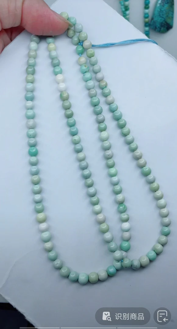 原矿绿松石米珠链卡5+