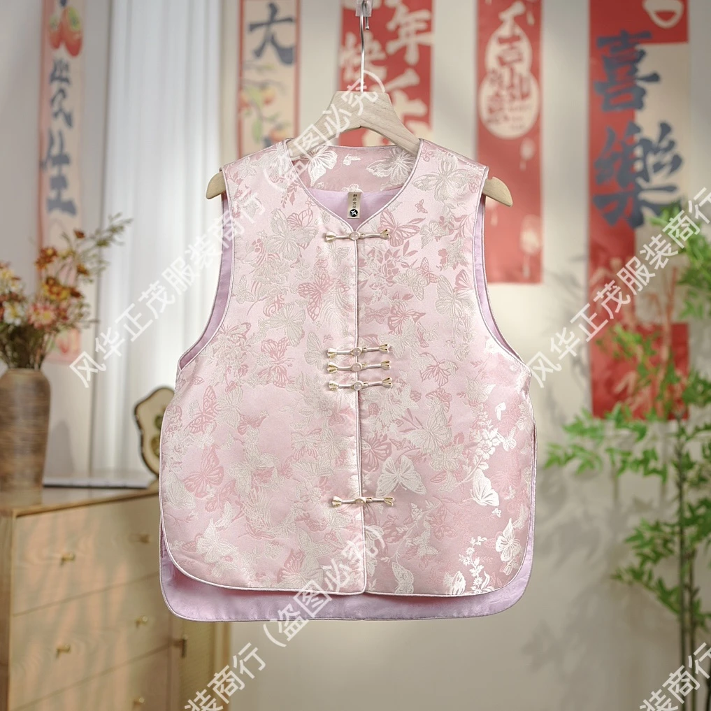 【3812】新中式国风重工提花圆领马甲时尚复古马甲中式女装
