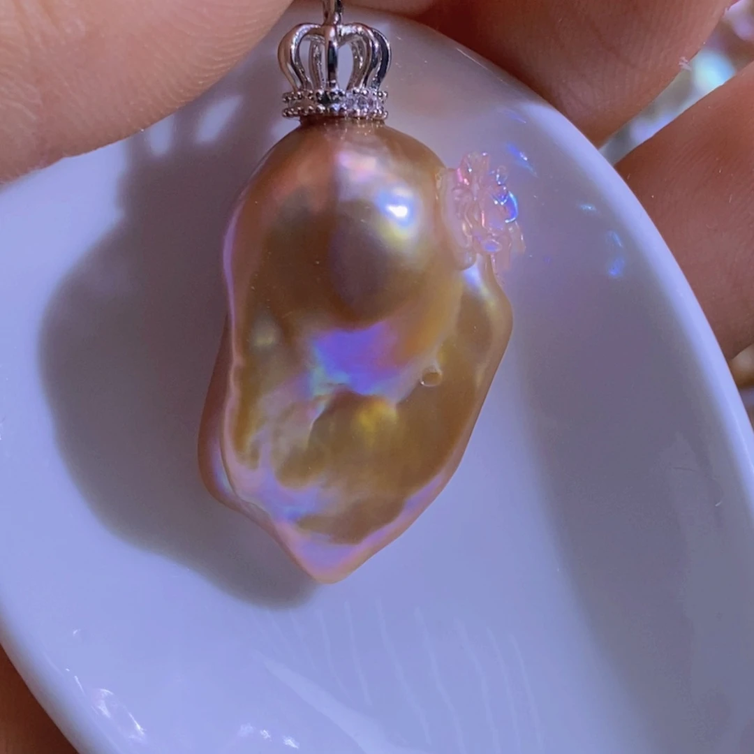 银S925镶嵌淡水珍珠微瑕