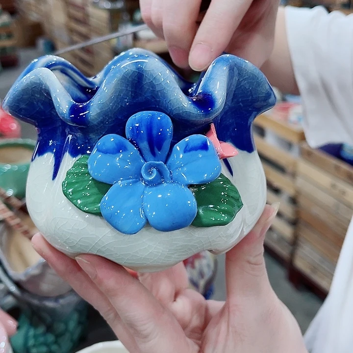 有孔，凑10元包邮陶瓷花盆发货！