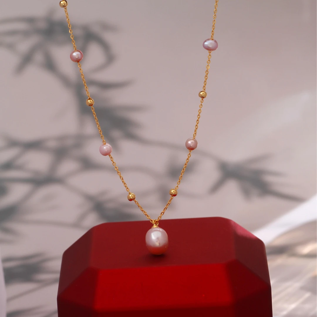 铜合金项链 《货号6144》紫色满天星珠珠项链