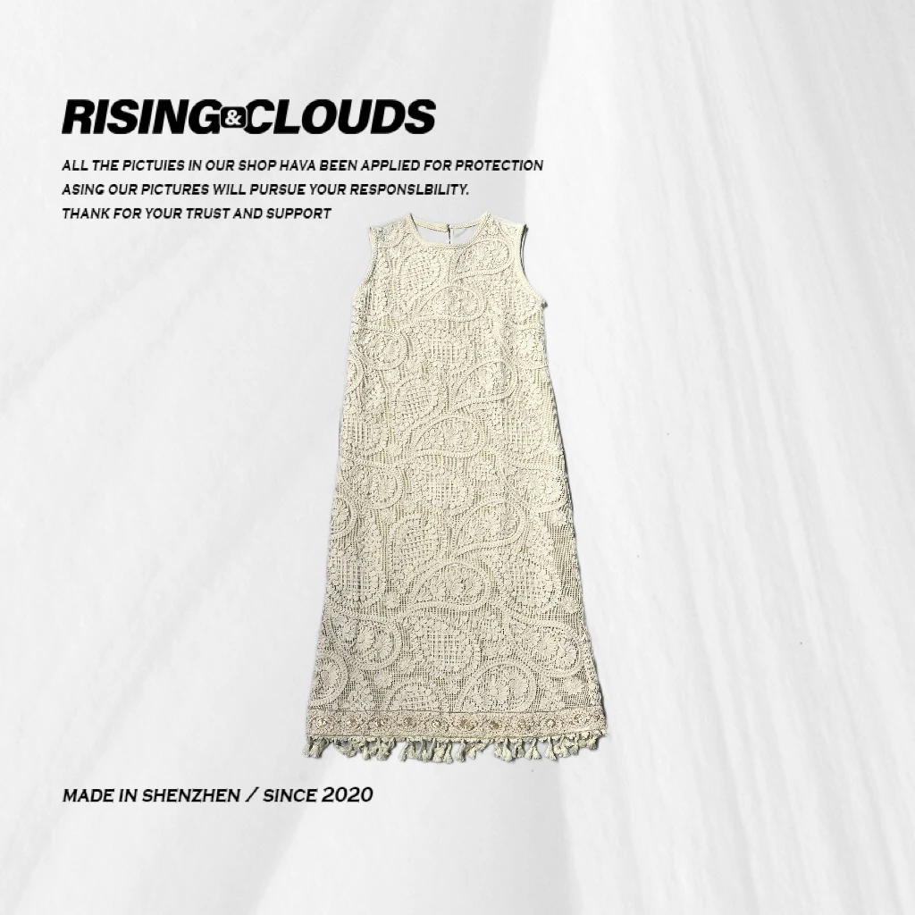 RISING&CLOUDS莎莎【浪吻】夏季舒适宽松百搭水溶花连衣裙 040663