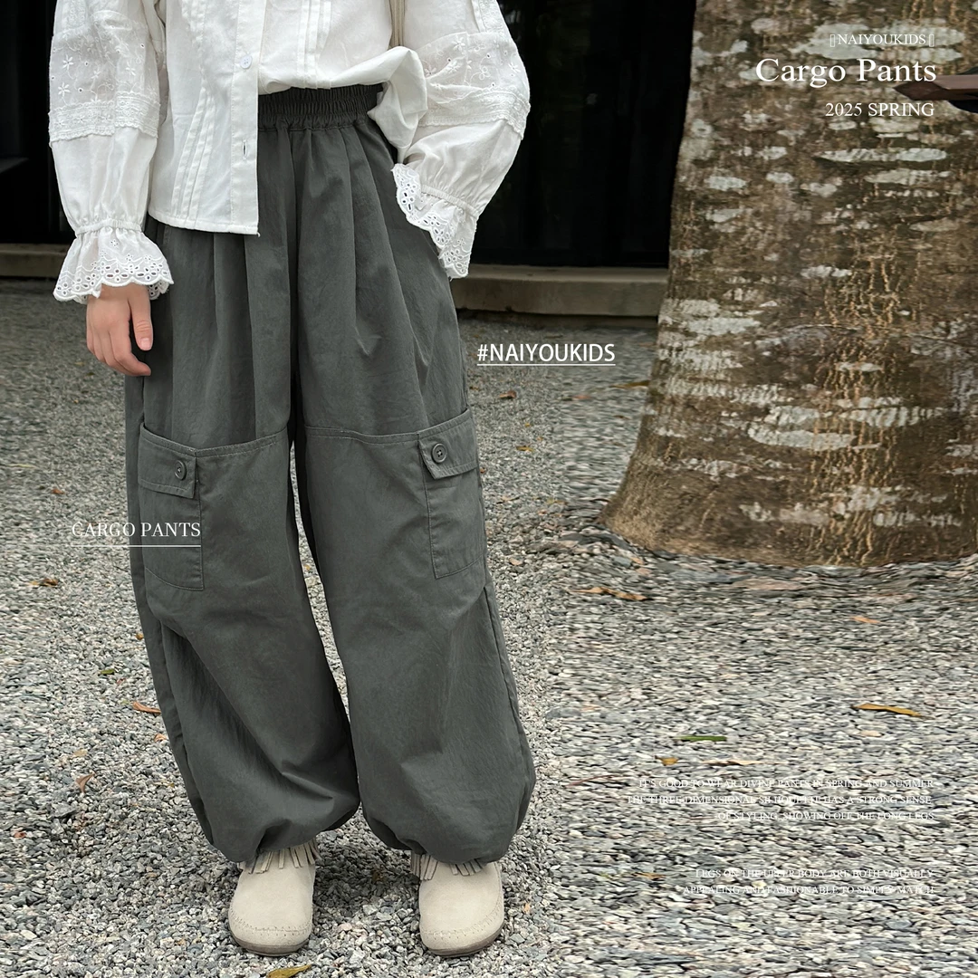 巴恩风4】女童工装裤儿童休闲裤2025春秋中大童裤子直筒裤K2409